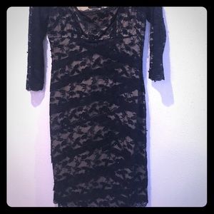 Black Marina lace elegant dress with tan lining